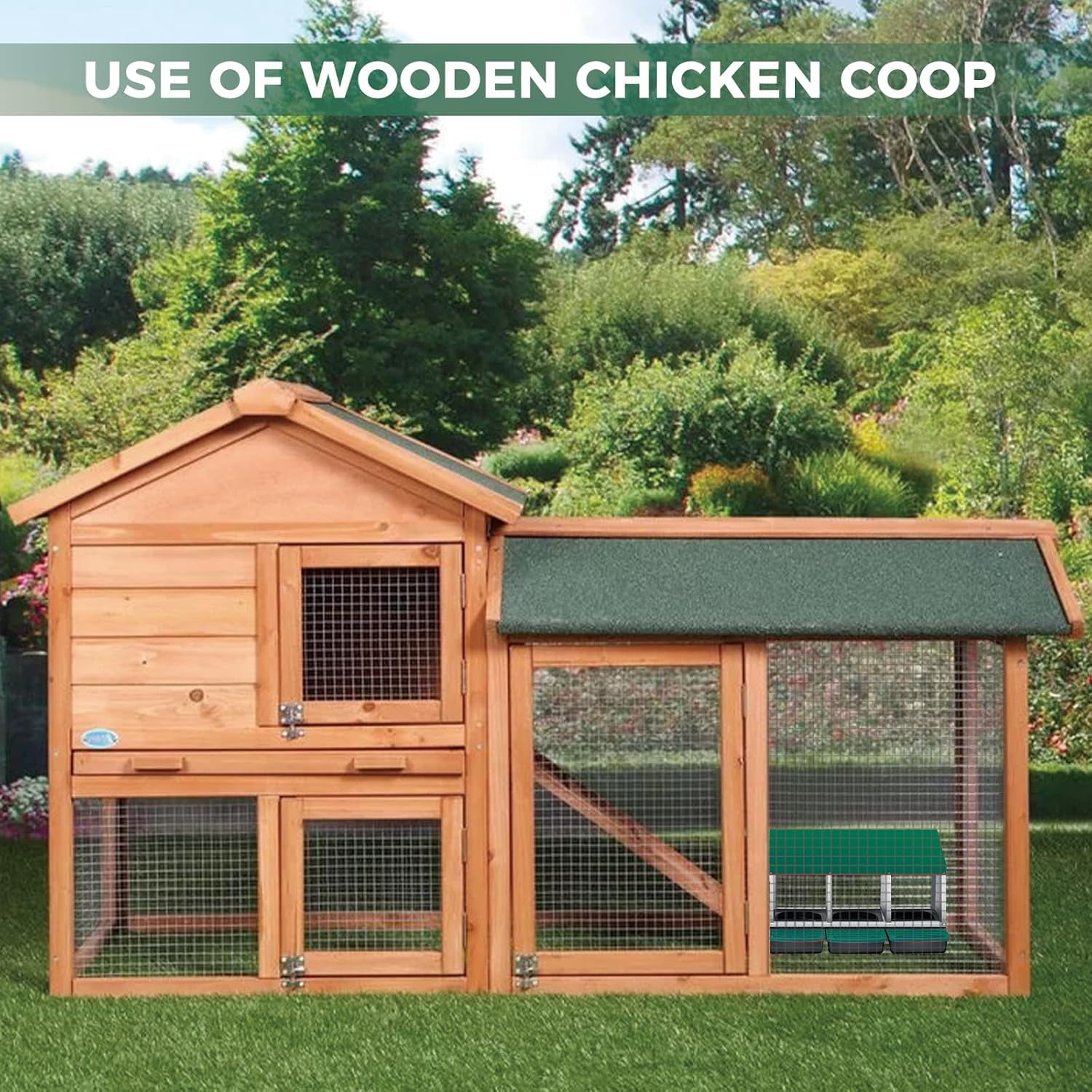 Sunvasagoo Zinc Alloy Chicken Nesting Box, 3/4 Hole Roll Away Egg Laying Box w/ Removable Tray, Wall Mount or Freestanding