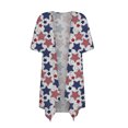 thumbnail image 3 of Lenago Summer Plus Size Tops for Women Casual Spring Women Casual Printed Short Sleeve Cardigans Drape Open Front Lightweight Summer High Low Hem Tops 4th of July Outfits for Women, 3 of 4