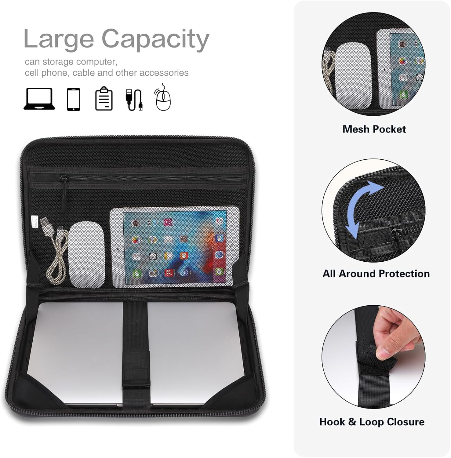MOSISO 15-16 inch Laptop Hard Case, 15.6 inch Waterproof Shockproof Computer Bag Compatible with MacBook HP Dell, Mechanical Geometric EVA Carrying Sleeve Laptop Case Hard Shell with Handle