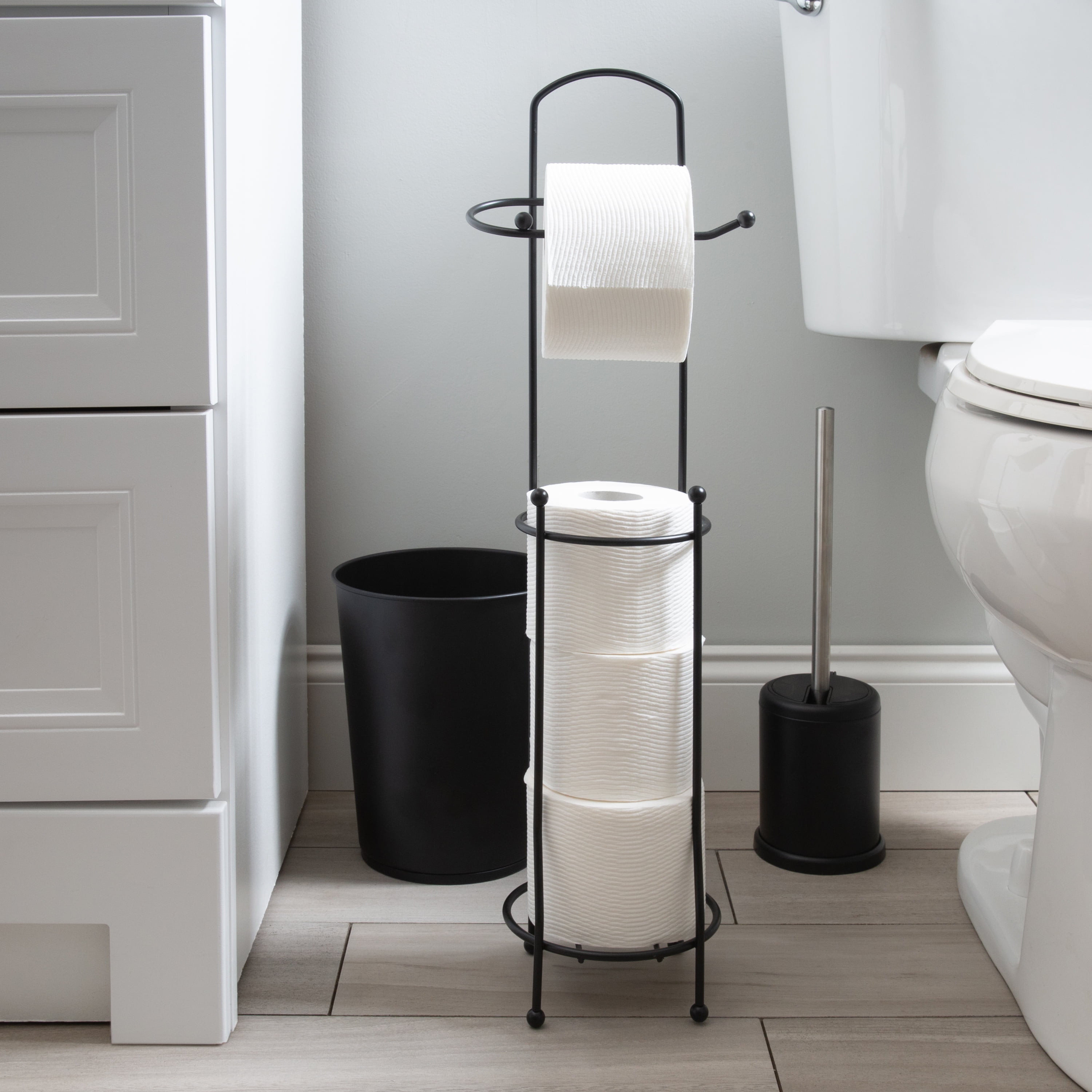 Bath Bliss Plastic and Iron Bathroom Accessory Set in Matte Black