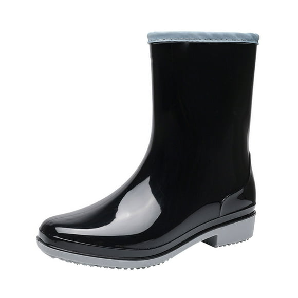 jovati Fashion Mid-tube Rain Boots Ladies Pvc Non-slip Rain Boots Water Shoes Woman Rubber Shoes