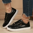 thumbnail image 4 of Platform Fashion Sneakers for Women Spring Fall Casual Leather Lace up Chunky Walking Flats Shoes, 4 of 7
