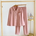thumbnail image 2 of Pajamas Sets for Women 2Pc Long Sleeve St Long Sleeve Pajamas for Women Button Down Loungewear Set with Pockets, 2 of 8