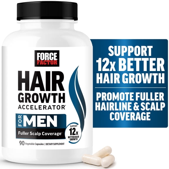 Force Factor Hair Growth Accelerator for Men with Clinically Studied Serevelle Saw Palmetto, Hair Growth Supplement for Men with Thinning Hair, 90 Capsules