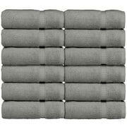 Luxury Hotel & Spa Quality, 100% Turkish Cotton 700 GSM Cloth, for Body wash, Makeup Remover & Facial Cleaning, face, loofah, Dobby Border Soft washcloths Towel Set 13" X 13", Gray, Set of 12