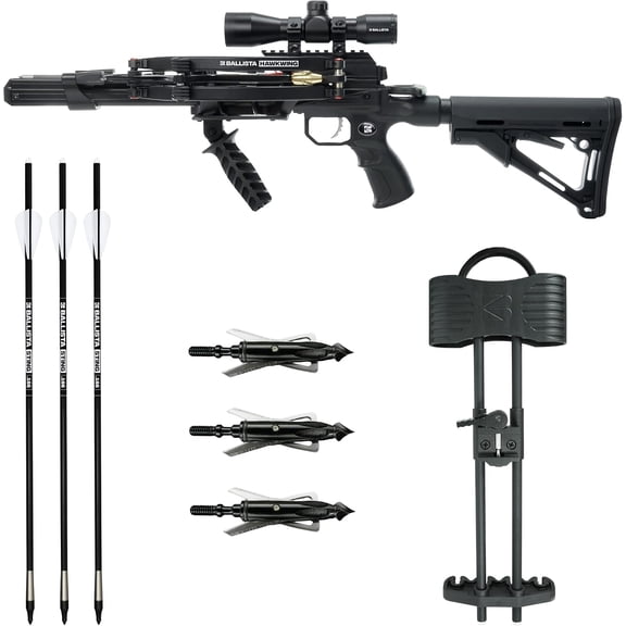 Ballista Hawkwing Big Game Hunting Bundle 500 FPS Press-Free Crossbow with Scope Bolts Broadheads