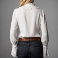 thumbnail image 4 of Long Sleeve Shirts for Women 2026 Spring Ruffle Lace Trim Button Down Dressy Casual Blouse Trendy Outfits, 4 of 6