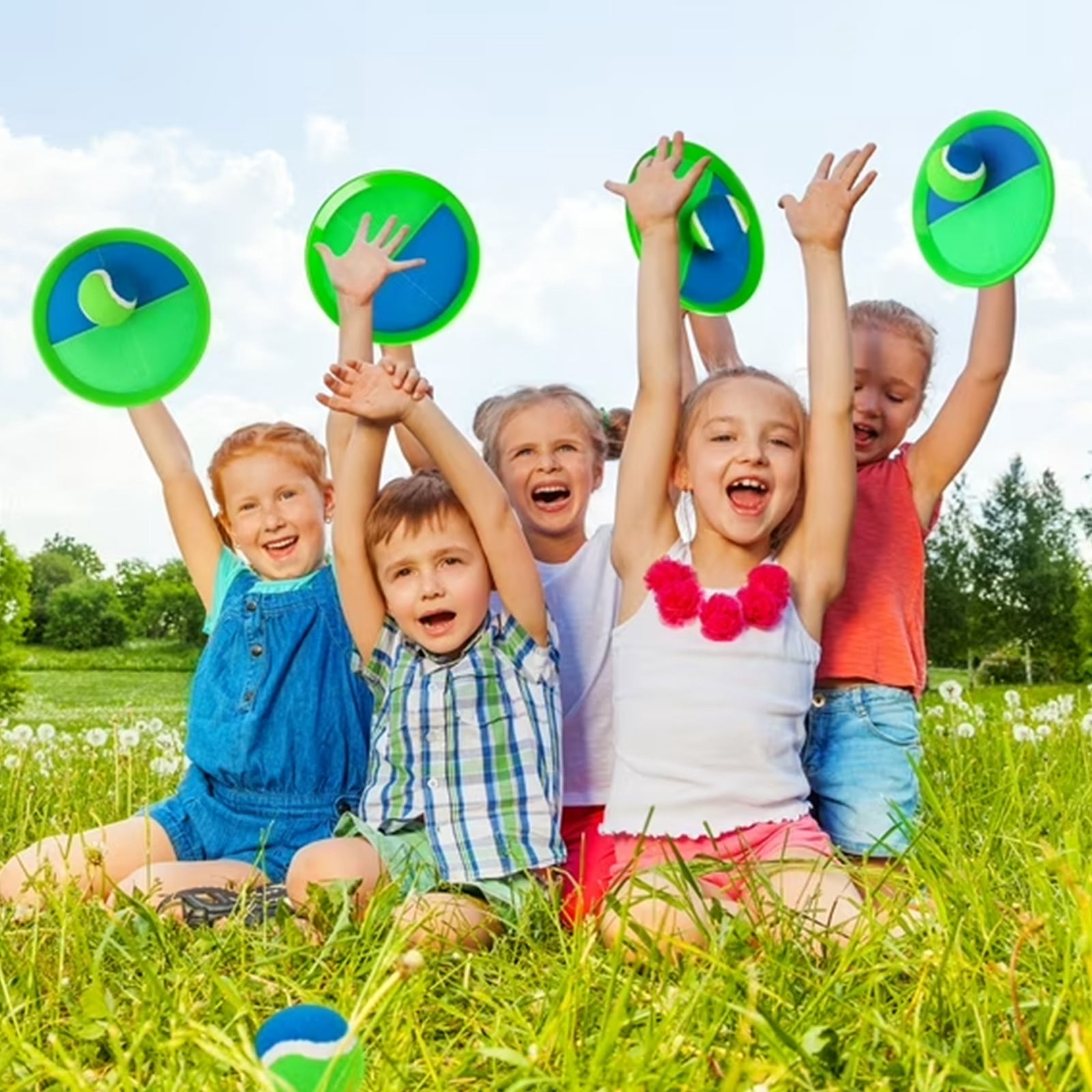 6Pcs Toss and Catch Ball Game Set, Outdoor Sports Equipment for Beach and Backyard, Lawn Activity with Paddles, Poolside Exercise, Family Fun Play, B