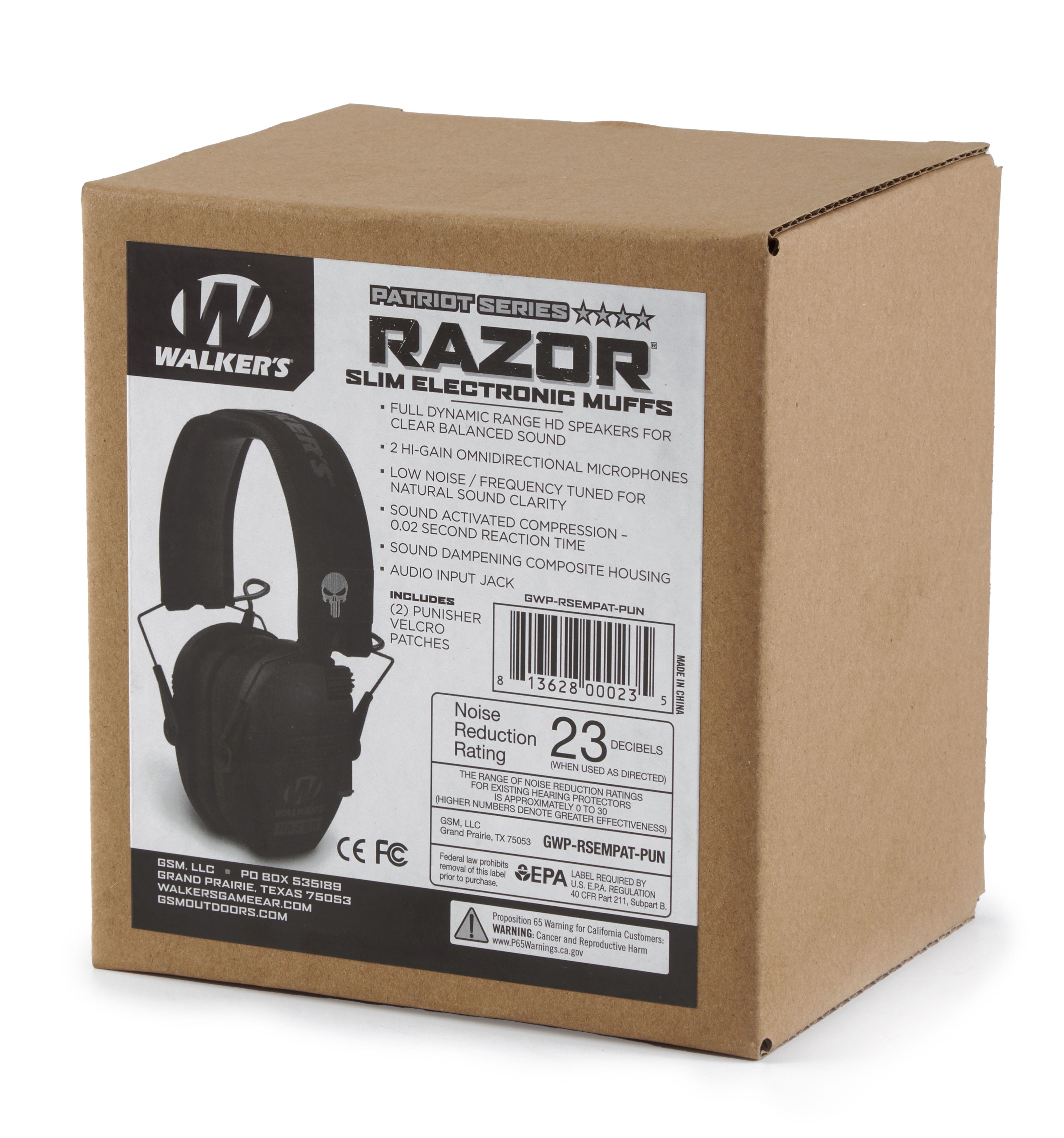 Walker's Walkers GWP-RSEMPAT レーザースリム 電子マフ - ブラック パトリオット : Walker\u0027s GWP-RSEMPAT Razor Slim Electronic Muff