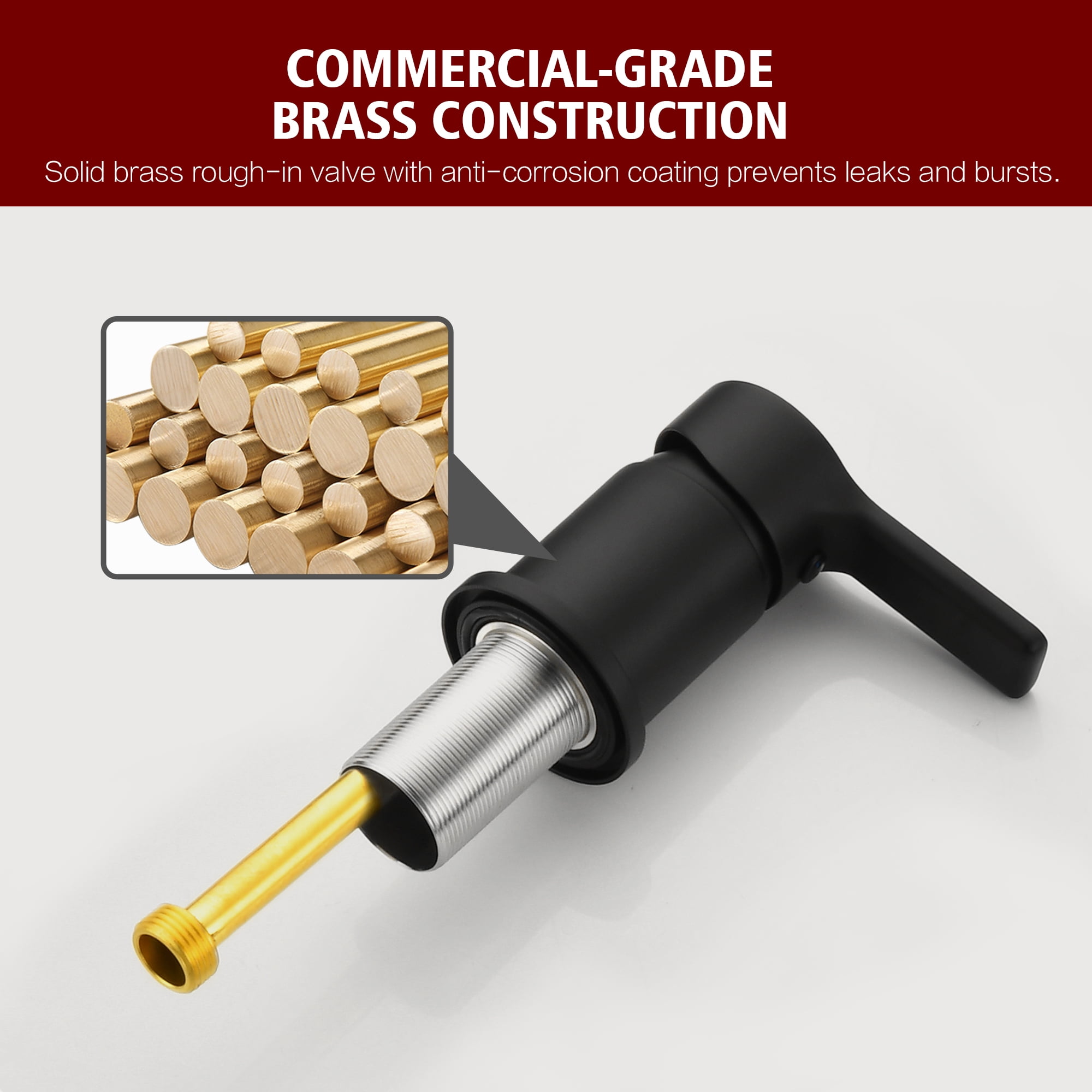 Sumerain 3 Hole Brass Matte Black Roman Tub Faucet with Handheld Shower