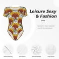 thumbnail image 6 of The Xecao Cartoon Sunflowers Women's Crew Neck Body Suit, a short-sleeved bodysuit and basic swimsuit, both comfort and style for dating and daily life, 6 of 9