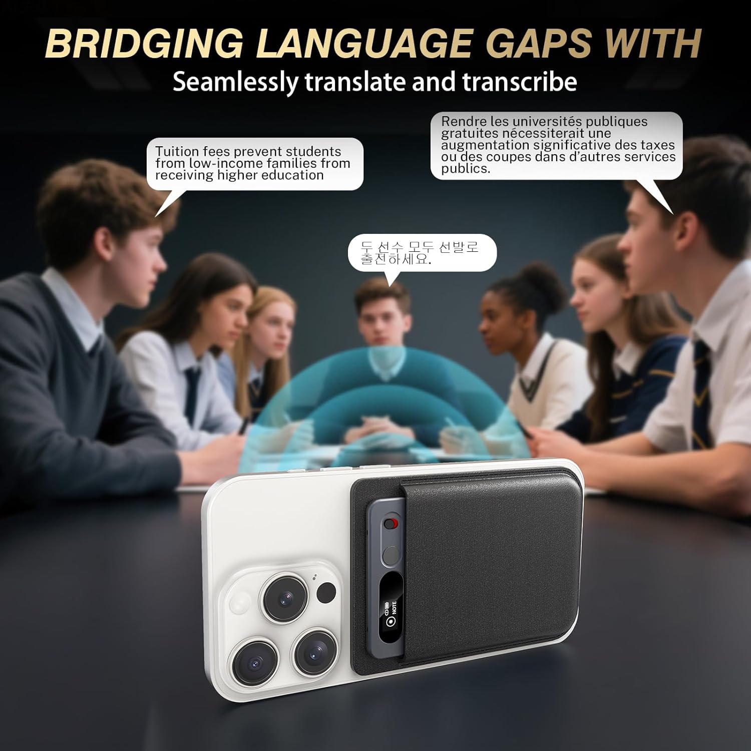MUSICOZY AI Voice Recorder w/Case, AI Note Taker & App Control, Real-Time AI Transcription and Summary, Noise Cancellation, 152 Languages, 64GB Digital Audio Recorder for Meetings, Lectures & Calls