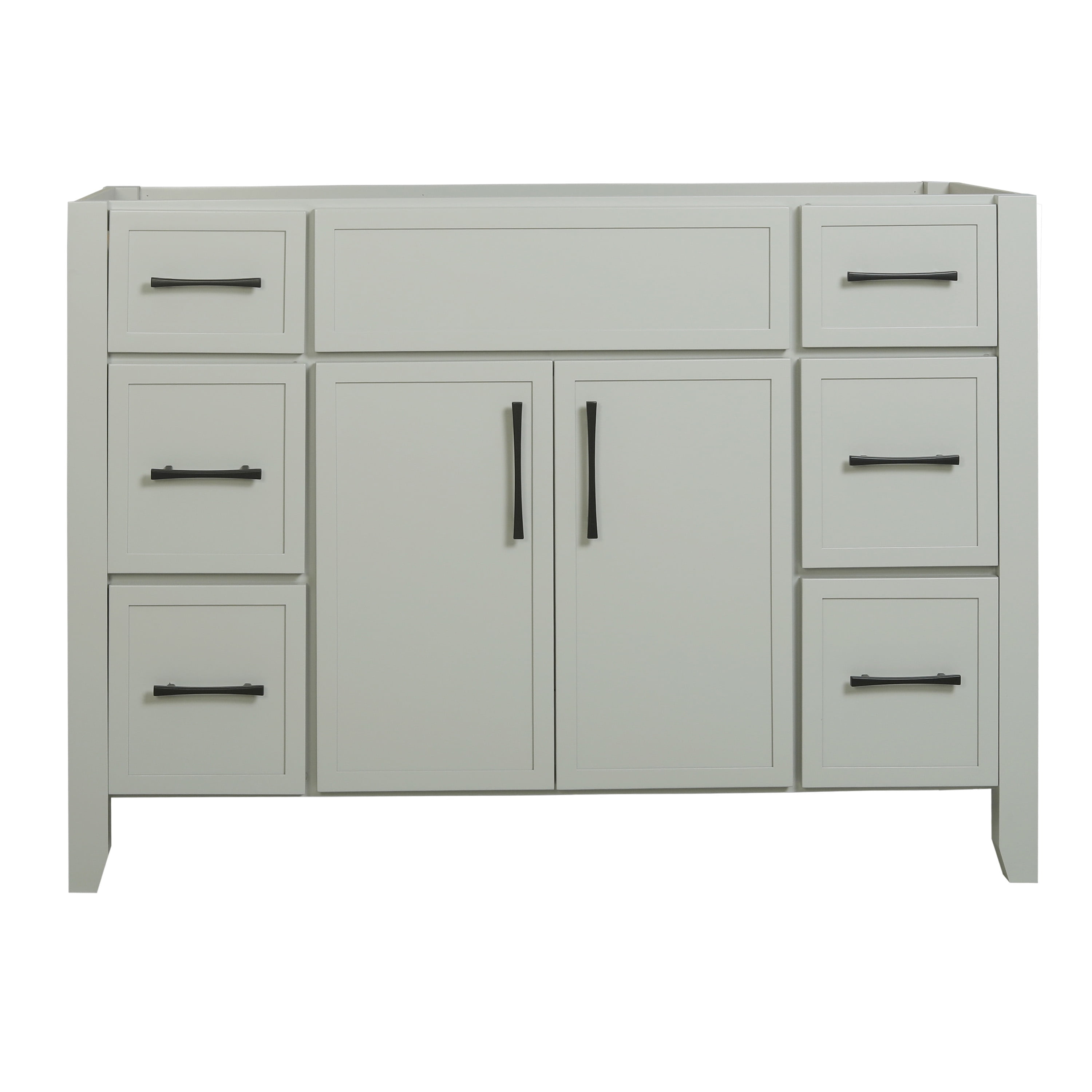 Design House Dawson 48-Inch Bathroom Vanity Cabinet, Ready to Assemble, 2-Door 6-Drawer Freestanding, Comfort Height 34 in., Sherwin-Williams® On the Rocks, Matte Black Hardware, 228445-OTR-RTA