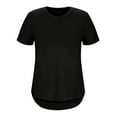 thumbnail image 5 of TKLPEHG Tops For Women Trendy Short Sleeve T Shirts Crew Neck Irregular Side Slit Tops Loose Solid Color Graphic Tee Summer Fashion Casual Comfy Blouses (Black,S), 5 of 7