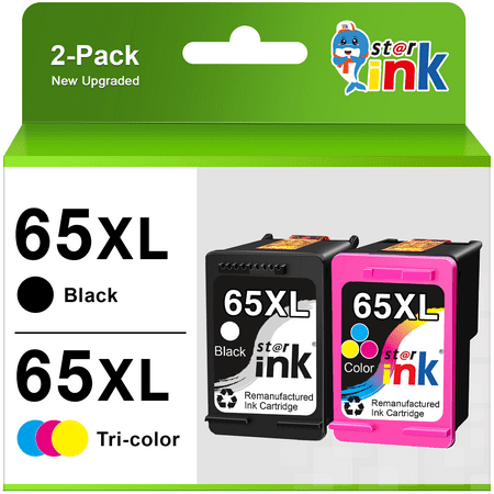 65XL Ink for HP Printer Ink 65 XL 65XL ink Cartridges Black and Tri-Color Combo Pack for HP Envy 5000 5010 5052 5055 DeskJet 2600 2640 2652 3700 (Black, Tri-Color)