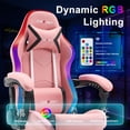 thumbnail image 5 of JONPONY Gaming Chair,Racing Style RGB LED Lights,Ergonomic Video Game Chair with Footrest and Lumbar Support ,High Back Reclining Computer Chair for Adults (Pink)), 5 of 9