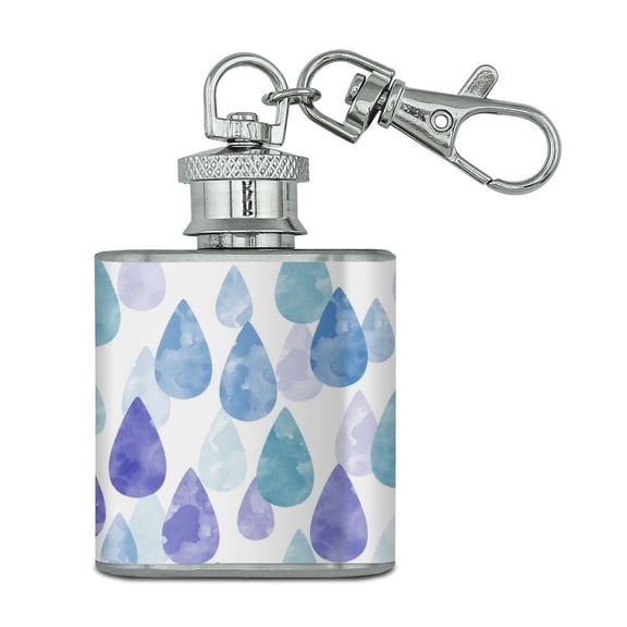 Watercolor Raindrops Pattern Stainless Steel 1oz Mini Flask Key Chain