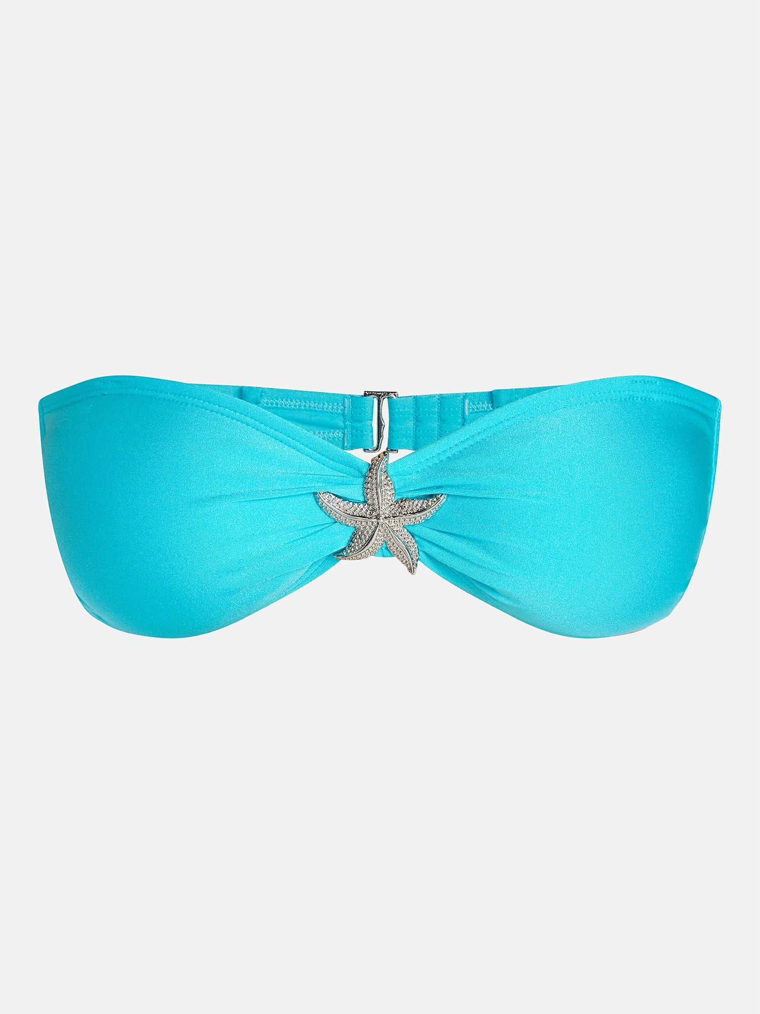 No Boundaries Starfish Brooch Bandeau Bikini Top, Women's XXS-XXL