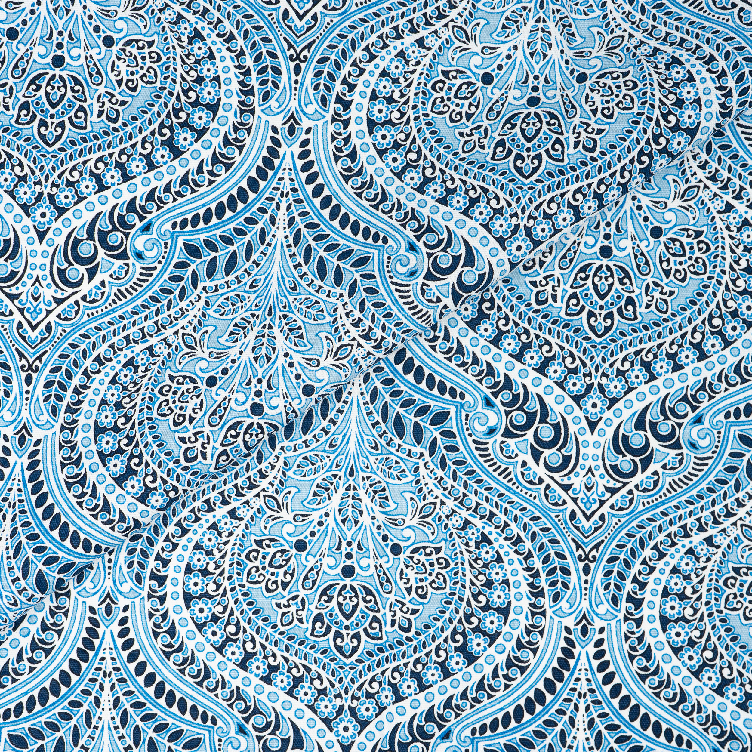 Waverly Inspirations 2 Yard Cut 100% Cotton Duck Print Fabric Rockwell Damask Blue, 45" Wide for Quilting & Sewing