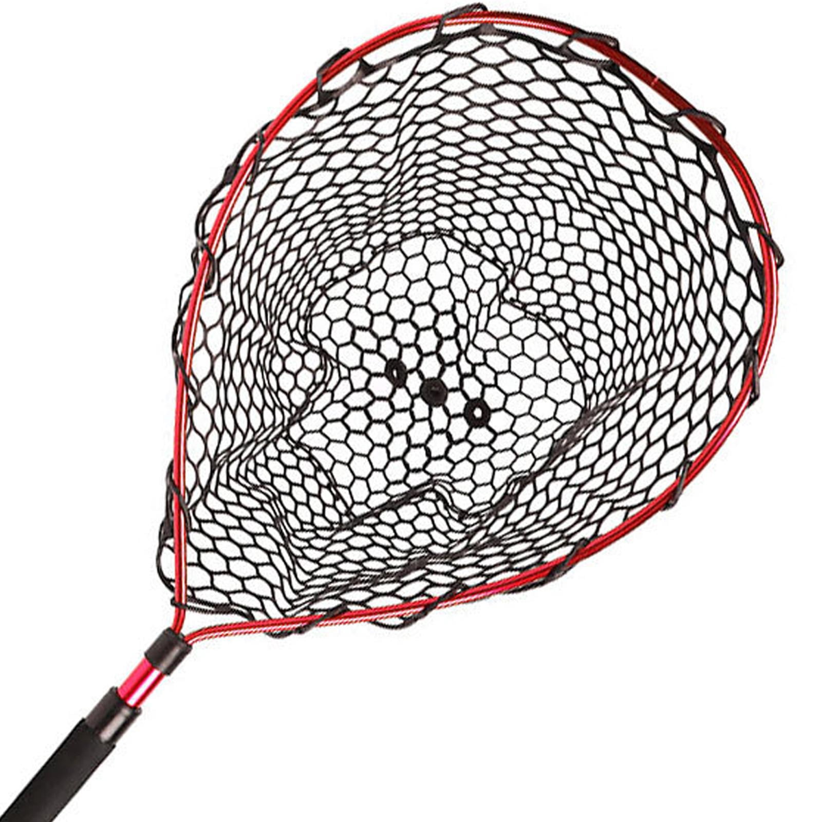 figatia Fishing Landing Net Extendable EVA Handle Fishing Net for Bass Prawns Salmon Red
