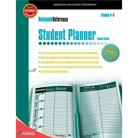 Notebook Reference Series: Student Planner, Grades 4 - 8: Second Edition (Best Student Planner App 2019)