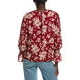 thumbnail image 2 of CeCe womens  Smocked Flounce Sleeve Blouse, m, Red, 2 of 3