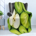 thumbnail image 4 of Fruits Soft Flannel Fleece Throw Blanket, Realistic Looking Pile of Green Apples Healthy Snack Eating Clean Fresh, Cozy Plush for Indoor and Outdoor Use, 60" x 80", Apple Green Cream, by Ambesonne, 4 of 5