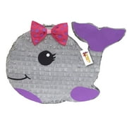 A PINATA 4 U APINATA4U Gray Baby Whale Pinata with Pink Bow Nautical Theme Party Favor