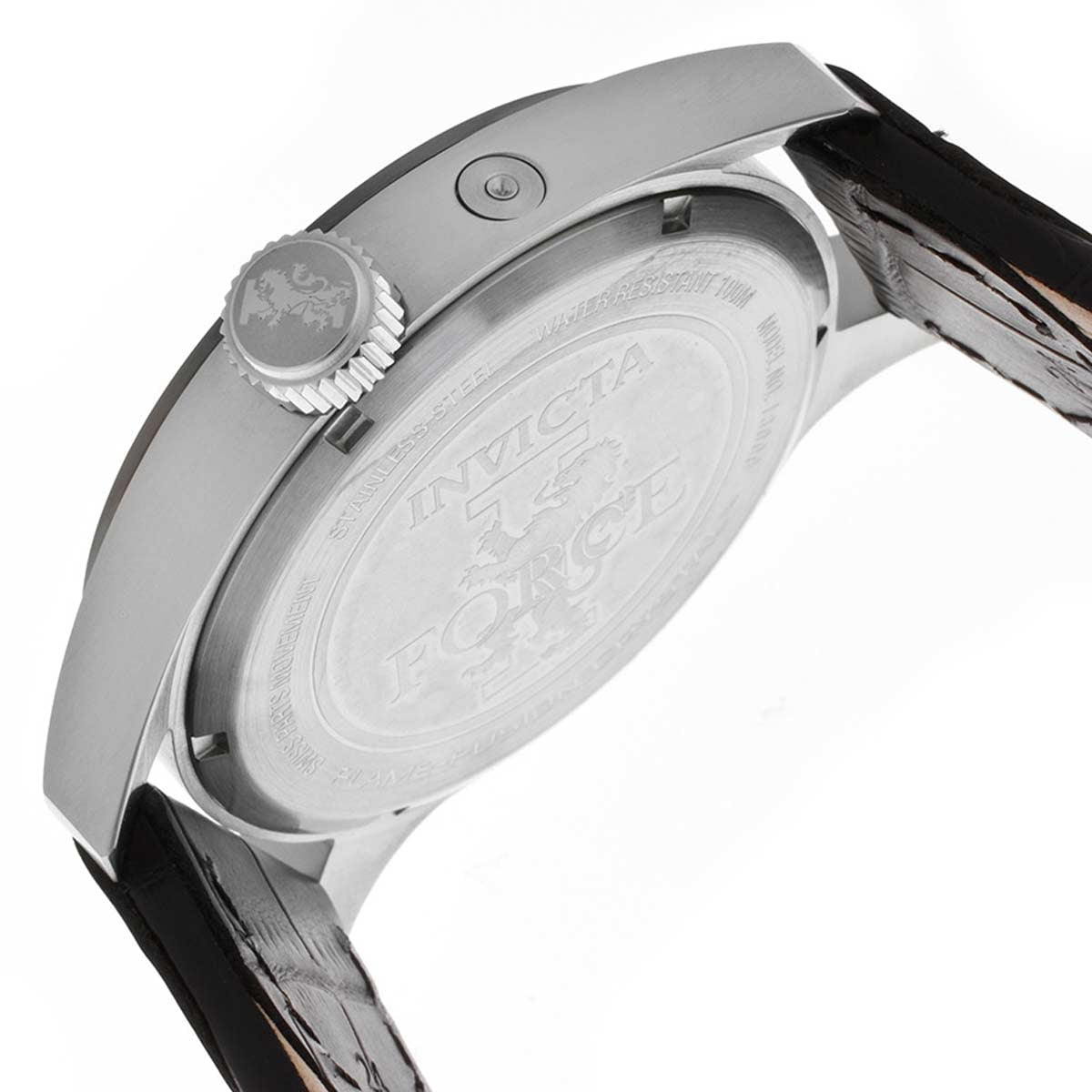 Invicta Men's 13008 I-Force Silver Dial Black Leather Strap Watch
