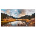 thumbnail image 2 of Rocky Lake Sunset Panorama - Modern Seashore Canvas Art, 2 of 3