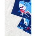 thumbnail image 4 of 2pcs Baby Boy's Surfing Suit Set, Cute Style, Blue Shark & Palm Tree Print, Quick-Dry Swimwear, 4 of 5