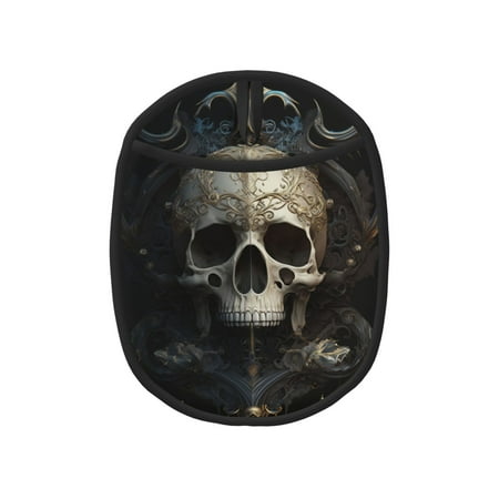 

Qekee Gold Pattern Skull Pattern Silicone Pot Holders Oven Mitts Heat Resistant Hot Pads Non Slip Pot Holder Towel Cloth Interior Lining