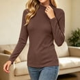 thumbnail image 5 of Tqcoqu Womens Solid Color Turtleneck Long Sleeve Ribbed Fleece Lined Thermal Base Layer Pullover Top,Women's,Size XS-L, 5 of 7