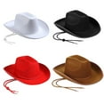 thumbnail image 4 of lanema Unisex Retro Cowboy Hat Western Large Brim Hat Hats Fedora Felt Cowboy Jazz Hat, 4 of 10