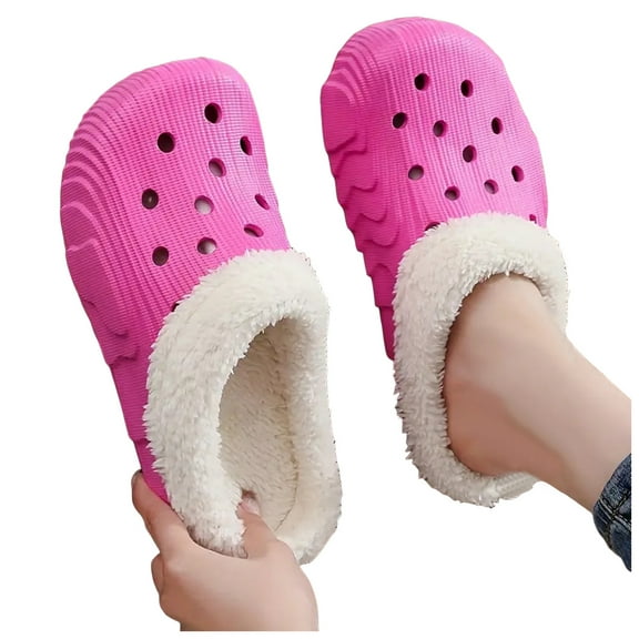 YLYL Mens Womens Winter Clogs Warm Fur Lined Breathable Slip on Indoor Outdoor Garden House Slippers