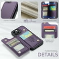 thumbnail image 6 of Feishell for iPhone 13 Case with Card Holder, Wallet Case for Women Men with RFID Blocking, Durable PU Leather Kickstand Magnetic Clasp Shockproof Phone Case,Purple, 6 of 9