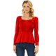 thumbnail image 1 of Allegra K Blusa de manga larga con cuello en forma de corazón para mujer rojo M, 1 of 5