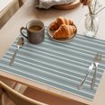 thumbnail image 3 of Sage Green Striped Placemats Set of 2 Farmhouse Vintage Green Stripes Place Mats Indoor Wipeable Table Mats Washable Cloth Dining Table Placemats for Kitchen Holiday Party Home Decor 13x19 Inch, 3 of 9