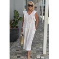 thumbnail image 1 of JUNWELL Tempérament Lin Femme Robe 2024 Été Nouvelle Couleur Unie V-Cou Backband Manches Volantes Coton Lin Robe Longue, 1 of 7