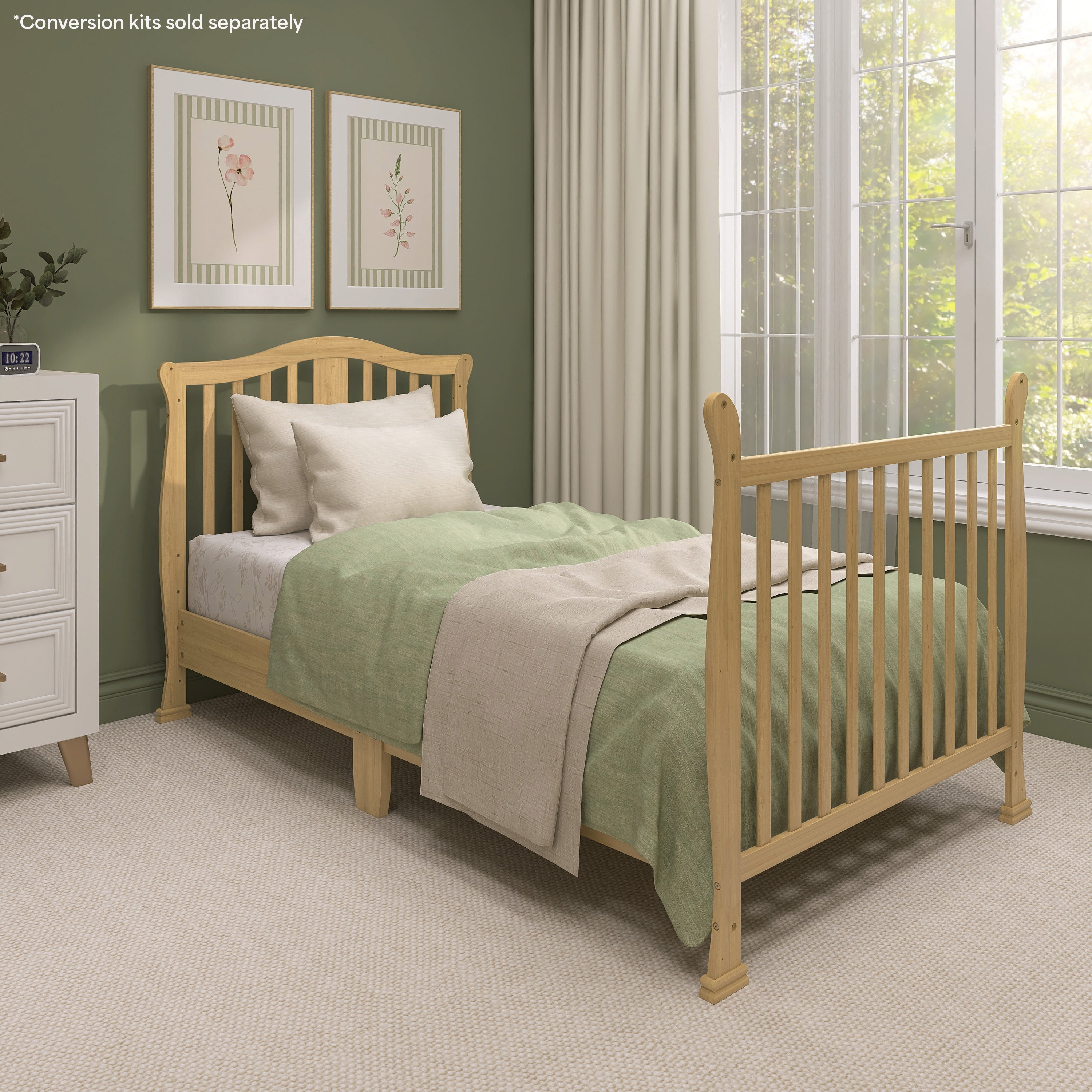 Dream On Me Naples 4-in-1 Convertible Mini Crib, Natural