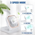 thumbnail image 3 of Portable Fan,Mini USB Desk Fan Phone Holder Rechargeable With Power Bank Wearable Personal Fan 3 Speeds Foldable Design For Office Kitchen Household Outdoors Travel, 3 of 7