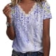 thumbnail image 3 of Camiseta De Verano Para Mujer Camiseta Suelta De Manga Corta Con Cuello En V Y Adorno De Encaje Con Estampado Floral Para Mujer Impresión D Azul M, 3 of 6