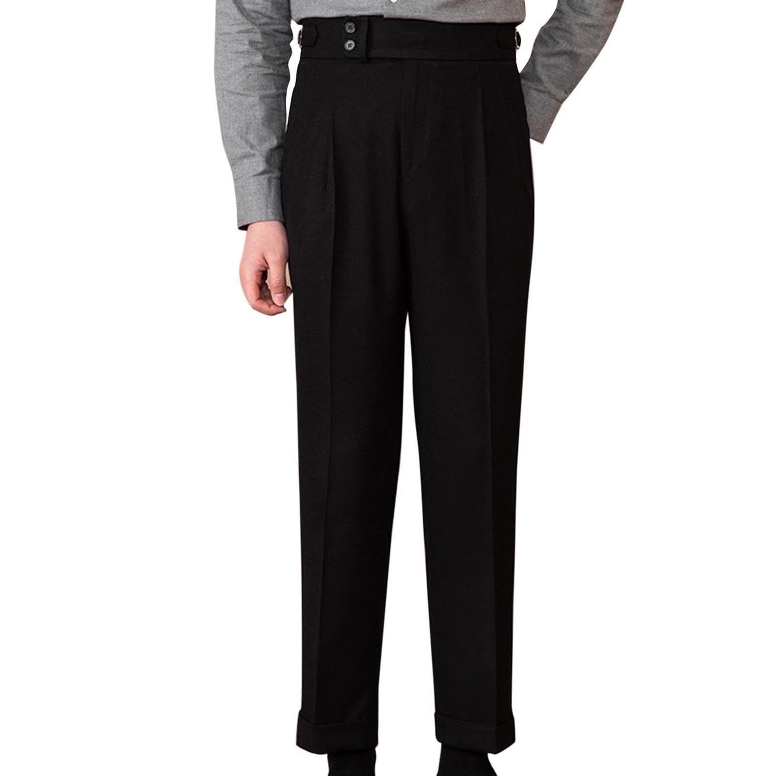 Frontwalk Men Stretch Flat Front Suit Pants Solid Color Soft