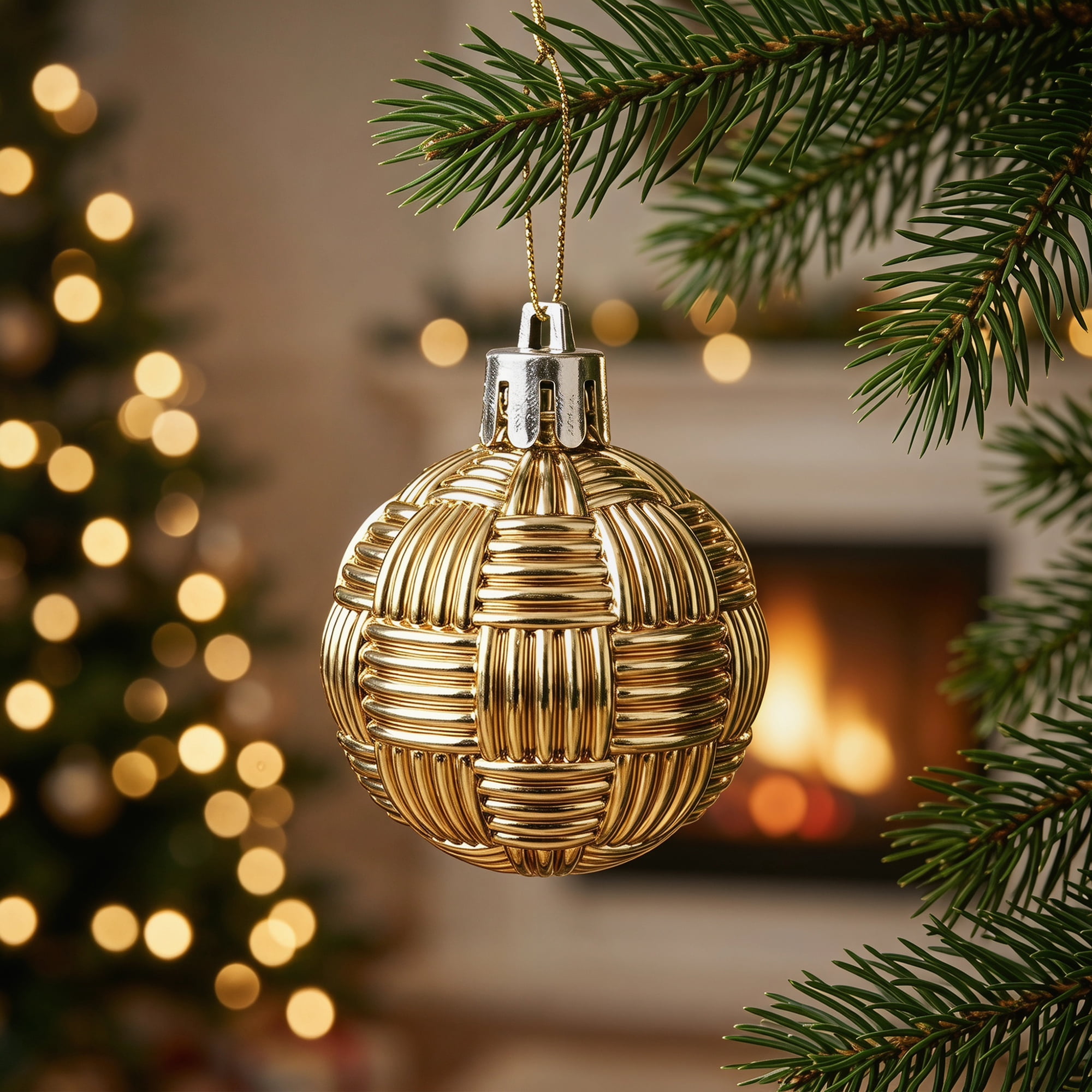 Unique Bargains 6Pcs Woven Texture Balls Mini Decorative Spheres Orbs Gold 1.6"