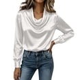 thumbnail image 5 of ChaoHeng Women's Loose Fit Cotton Long Sleeve Shirts Cowl Drape Neck Relaxed Casual Transitional Top White XXL, 5 of 9