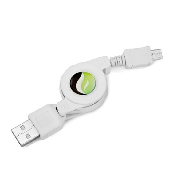 Retractable USB Cable Charger Power Wire Sync Micro-USB Data Cord Supports Fast Charging White 8E for Samsung Galaxy S6 Edge  S7 Edge, Tab 4 NOOK 10.1 (SM-T530) 7.0 (SM-T230) E NOOK 9.6 (SM-T560)