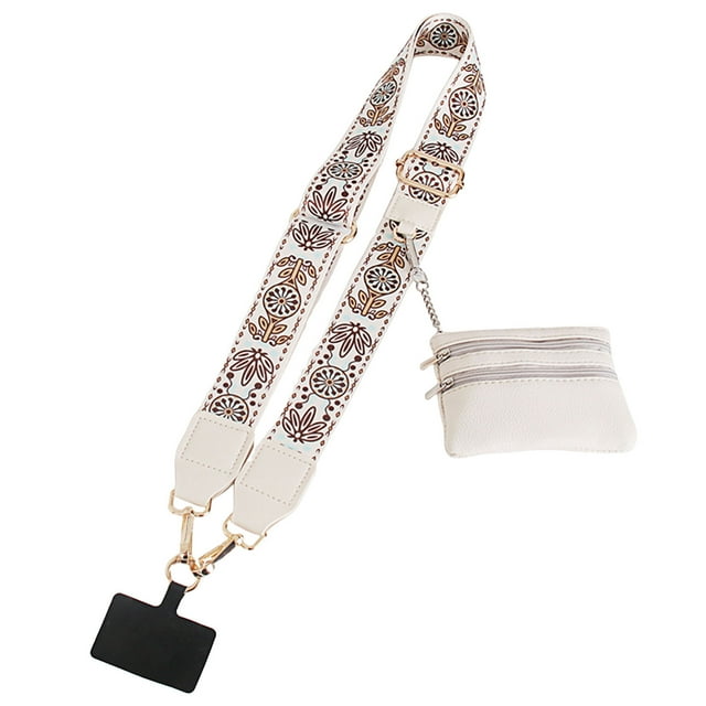 1pcs Clip And Go Phone Strap with Zipper Pouch,Crossbody Adjustable Chain Lanyard with PU Leather Wallet for All Phones