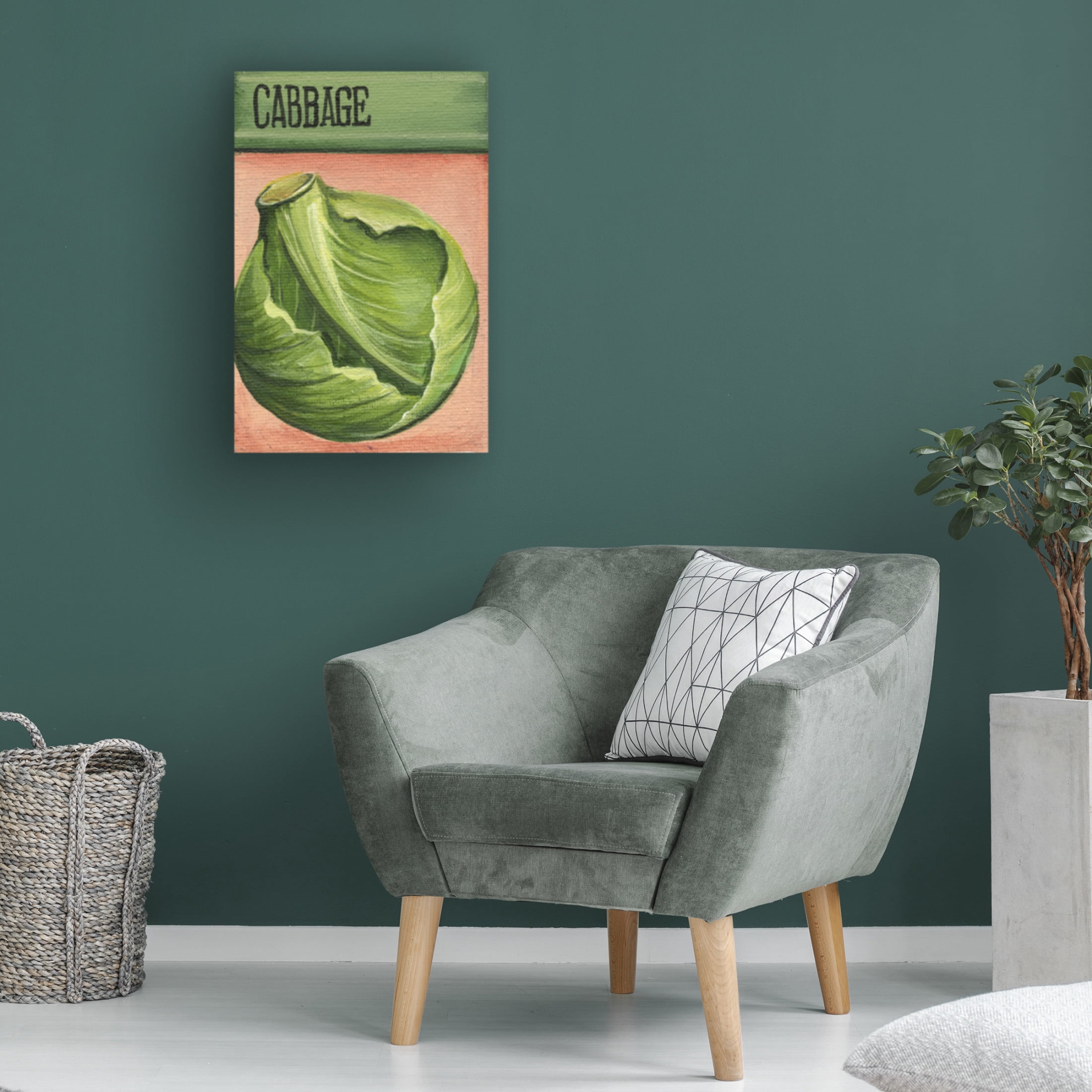 Canvas Wall Art - Debbi Wetzel 'Seed Packets 29 - Cabbage' Wall Art for Living Room, Bedroom, or Office Décor by Trademark Fine Art - 16 x 24 Inches