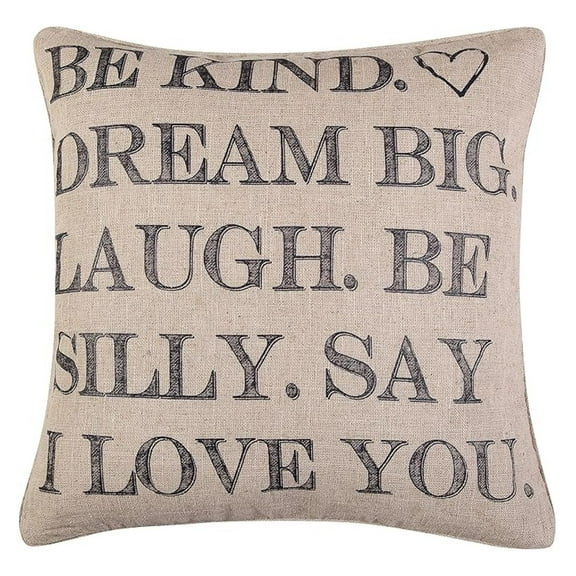 Santa Fe Decorative Pillow - Be Kind - 20x20 Inch Throw Pillow for Couch, Bed, Chair - Tan, Grey & Black Accent Pillow for Living Room, Bedroom Decor