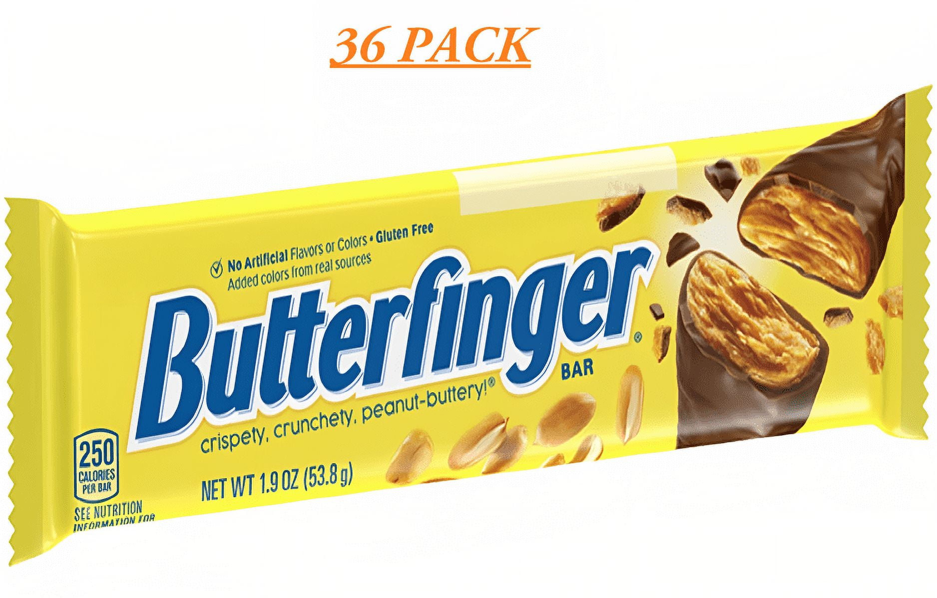 Butterfinger Milk Chocolate Candy Bars, Full Size Bulk 1.9 oz (Pack of 36)